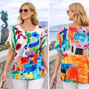 ⭐️Sweet Miss, Vibrant, Soft,Pull-On, Top… No Buttons,Zippers of Clasps, Size S